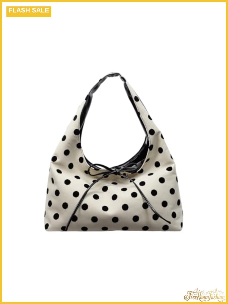 Maxxcloud Polka Dot Bow-Embellished Top-Handle Bag For Women - Shoulder Bag And